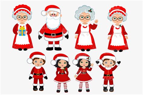 santa and mrs claus clip art|More.